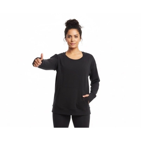 Athleta Tops - Athleta Black Sweatshirt Tunic Medium Thumbholes Pockets Athleisure Oversized